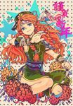  bandages blue_eyes braid clenched_hand embellished_costume hat headband highres hong_meiling long_hair nail_polish orange_hair peninsula_(disappearedstump) solo star touhou twin_braids 