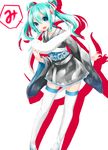  akira_ry0 aqua_hair bad_id bad_pixiv_id blue_eyes hatsune_miku highres japanese_clothes leaning_forward long_hair open_mouth solo thighhighs twintails vocaloid 