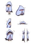  anger_vein bad_id bad_pixiv_id black_hair blanket blush chibi covering_face covering_mouth expressive_clothes full-face_blush hiding highres kaka_cheung long_hair multiple_views o_o original peeking_out squatting tears translated 