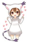  :d animal_hood bad_id bad_pixiv_id blush brown_hair coco6_n cosplay digimon digimon_adventure hood hoodie kneeling open_mouth paw_print red_eyes short_hair smile solo tail tailmon tailmon_(cosplay) yagami_hikari 