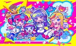  &gt;_&lt; &gt;_o 3girls :3 ^_^ absurdres ahoge animal_ear_headphones animal_ears apron asymmetrical_sleeves black_skirt blonde_hair blue_eyes blue_hair blue_necktie blue_sailor_collar blue_skirt blunt_bangs blush_stickers boots bow_(weapon) boxing_gloves boxing_headgear bra braid breasts buro_(muse_dash) candy_corn cat cat_ear_headphones chibi chibi_inset chibi_only cleavage closed_eyes cloud collarbone covering_own_eyes cowboy_hat detached_collar detached_sleeves dot_nose dress fake_animal_ears fang ghost goggles goggles_on_head gummy_bear hair_ornament hairclip halo hands_on_own_cheeks hands_on_own_face hat headphones highres holding holding_bow_(weapon) holding_weapon innertube jacket kneeling long_hair looking_at_viewer loose_socks maid_apron maid_headdress marija_(muse_dash) midriff miniskirt multicolored_hair multiple_girls muse_dash narwhal necktie official_art ola_(muse_dash) one_eye_closed open_clothes open_mouth open_shirt pink_bra pink_eyes pink_footwear pink_hair pink_shirt pink_socks ponytail purple_dress purple_eyes purple_nails purple_sleeves rin_(muse_dash) sailor_collar scarf school_uniform serafuku shirt shoes sidelocks single_wrist_cuff sitting skin_fang skirt slippers smile sneakers socks sparkle streaked_hair swim_ring terada_tera thigh_boots twin_braids underwear uneven_sleeves weapon white_footwear white_hat white_jacket wings wrist_cuffs yellow_shirt yellow_skirt 