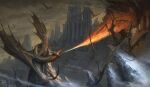  animal_focus bad_deviantart_id bad_id breath_weapon breathing_fire building cloud cloudy_sky dragon fantasy fesbra fire highres monster no_humans on_rock open_mouth original outdoors realistic rock scales sharp_teeth signature sky tail teeth western_dragon wings wyvern 