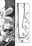  clenched_hand comic fourth_wall giant_monster giantess greyscale hat highres hokuto_(scichil) hong_meiling long_hair looking_up monochrome monster night night_sky open_mouth punching sky star star_(sky) starry_sky touhou 