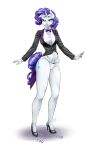 2016 5_fingers anthro anthrofied bare_legs bedroom_eyes biped black_clothing black_coat black_footwear black_high_heels black_suit black_tie_(suit) black_topwear blue_eyes blue_eyeshadow bow_(feature) bow_tie breasts button_(fastener) clothed clothing coat colored_nails contact_onomatopoeia cutie_mark dance_shoes dancewear dancing emanata equid equine eyebrows eyelashes eyeshadow female fingernails fingers fluffy fluffy_tail footwear friendship_is_magic frilly frilly_clothing frilly_panties frilly_underwear fur glistening glistening_clothing glistening_footwear glistening_high_heels grin grinning_at_viewer hair half-closed_eyes hasbro high_heels horn humanoid_hands impact_lines impact_onomatopoeia lips lipstick looking_at_viewer makeup mammal my_little_pony mythological_creature mythological_equine mythology nails narrowed_eyes onomatopoeia panties pia-sama pose purple_bow_tie purple_fingernails purple_hair purple_nail_polish purple_nails purple_tail rarity_(mlp) red_lipstick seductive shirt shirt_cuffs shoes simple_background slim small_waist smile smiling_at_viewer solo sound_effects standing stiletto_heels suit tail tailcoat tap_dancing tap_shoes tapping tapping_foot text topwear underwear unicorn white_background white_body white_clothing white_fur white_horn white_panties white_shirt white_topwear white_underwear