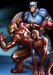  angry armor boots captain_america gloves ikegami_noroshi iron_man male_focus marvel multiple_boys muscle peter_parker shield spider-man spider-man_(series) steve_rogers tony_stark 