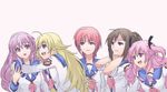  angel_beats! blonde_hair blue_eyes brown_eyes brown_hair hisako_(angel_beats!) hug irie_(angel_beats!) iwasawa long_hair multiple_girls pink_eyes pink_hair ponytail purple_eyes purple_hair red_eyes red_hair school_uniform sekine serafuku shinda_sekai_sensen_uniform short_hair sleeves_rolled_up takumi_(scya) twintails yui_(angel_beats!) 