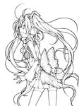  greyscale hatsune_miku hinata_riku lineart long_hair monochrome open_mouth smile solo very_long_hair vocaloid 