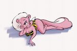 anthro barefoot bedroom_eyes big_breasts big_butt bimbette breasts butt cleavage clothed clothing feet female fur hair head_on_hand looking_at_viewer mammal mephitid narrowed_eyes pattern_clothing pattern_swimwear pink_body pink_fur seductive skunk smile smiling_at_viewer solo stanmort striped_clothing striped_swimwear stripes swimwear thick_thighs tiny_toon_adventures toes warner_brothers white_body white_fur white_hair wide_hips