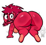 2024 anthro big_butt breasts butt female flaky_(htf) gnome happy_tree_friends hi_res lewdewott looking_at_viewer looking_back looking_back_at_viewer mammal open_mouth porcupine red_body rodent simple_background thick_thighs white_background