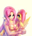  bracelet breasts bunny cleavage e-x-p-i-e fluttershy green_eyes highres jewelry lips long_hair medium_breasts my_little_pony my_little_pony_friendship_is_magic pegasus personification ring smile 