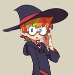  ammonio freckles glasses hat little_witch_academia lotte_jansson orange_hair solo witch witch_hat 