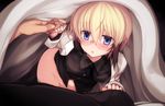  :o animal_ears blanket blonde_hair blue_eyes blush bottomless breasts covered_nipples glasses labcoat looking_at_viewer military military_uniform no_panties null_(nyanpyoun) open_mouth rimless_eyewear short_hair small_breasts solo_focus strike_witches tail under_covers uniform ursula_hartmann world_witches_series 