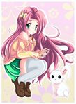  angel_bunny bare_shoulders bunny commentary fluttershy kiriche my_little_pony my_little_pony_friendship_is_magic personification solo 
