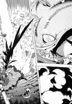  arm_cannon bow catfish comic doujinshi fish greyscale hair_bow highres long_hair monochrome namazu reiuji_utsuho scan tomatomato_(tomato_kanzume) touhou weapon wings 