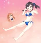  bad_id bad_pixiv_id bikini black_eyes black_hair blue_bikini character_doll chibi enpu_(ufo) heart heart-shaped_pupils ichijou_hotaru koshigaya_komari multiple_girls non_non_biyori one-piece_swimsuit school_swimsuit short_hair swimsuit symbol-shaped_pupils twintails 