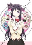  :3 :d :t absurdres akemi_homura amy_(madoka_magica) animal ball black_hair blue_eyes blue_hair bow cat cat_food cat_teaser cat_tower cat_tower_(object) chibi expressionless hair_bow hair_ribbon highres holding holding_cat kaname_madoka kitten long_hair mahou_shoujo_madoka_magica miki_sayaka minigirl mouse multiple_girls one_eye_closed open_mouth paw_print pink_eyes pink_hair purple_eyes ribbon sakuraba_yuuki school_uniform short_hair smile toy twintails 