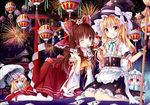  :d :o ;) all_fours animal apron black_gloves blonde_hair bow bowtie braid broom brown_eyes brown_hair bug building butterfly chibi covering_mouth detached_sleeves dress fan fireworks flower folding_fan gloves gohei gyaza hair_flower hair_ornament hakurei_reimu hat house insect kirisame_marisa kneeling lampion mouth_hold multiple_girls night night_sky one_eye_closed open_mouth pink_eyes purple_eyes purple_hair red_dress red_eyes saigyouji_yuyuko shoes shrine side_braid single_braid sky smile star star_(sky) star_print starry_sky torii touhou umbrella waist_apron wide_sleeves witch_hat yakumo_yukari 