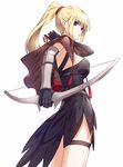  archery armor arrow blonde_hair blue_eyes bow_(weapon) elf kfr legband long_hair original pointy_ears ponytail quiver solo very_long_hair weapon 