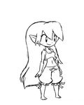  alternate_hairstyle animated animated_gif barefoot bloomers crop_top crop_top_overhang greyscale long_hair matt_bozon midriff monochrome navel official_art pointy_ears shantae_(character) shantae_(series) sketch smile solo underwear very_long_hair 