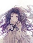  camcorder cardcaptor_sakura daidouji_tomoyo dress floating_hair holding long_hair looking_at_viewer purple_eyes purple_hair sakuhita smile solo wavy_hair white_background white_dress 