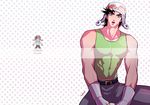  aviator_cap black_hair goggles goggles_on_head green_eyes gunbam jojo_no_kimyou_na_bouken joseph_joestar_(young) male_focus solo 