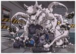 anal anal_penetration animal_genitalia animal_penis anthro armor azure_(floobspace) blue_eyes blush bodily_fluids changed_(video_game) collar cum cum_in_ass cum_inside dominant dominant_male duo facility fur genital_fluids genitals goo_creature goo_on_face grabbing_from_behind grey_body grey_fur knot machine male male/male messy mouth_closed multi_ear pawpads penetration penis pool protogen protogen_armor protogen_face protogen_visor slime spiral_eyes squid_dog_(changed) sticker stickers_on_body submissive submissive_male tail tentacles tentacles_on_male to(matto)3 white_body white_fur