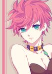  breasts choker cleavage green_eyes jojo_no_kimyou_na_bouken kurono_(risa) pink_hair shadow short_hair small_breasts solo trish_una upper_body vento_aureo 