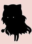  chibi mahou_shoujo_madoka_magica momoe_nagisa oda_takayuki pink_background silhouette simple_background solid_circle_eyes solo 