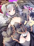  breasts cleavage drill_hair halloween idolmaster idolmaster_cinderella_girls kanzaki_ranko large_breasts long_hair maki_(seventh_heaven_maxion) open_mouth panties red_eyes silver_hair smile solo thighhighs twin_drills twintails underwear wings 