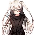  alternate_costume amatsukaze_(kantai_collection) bad_id bad_pixiv_id bespectacled brown_eyes glasses kantai_collection long_hair looking_at_viewer nekobaka silver_hair solo sweater two_side_up very_long_hair 
