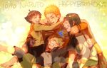  2girls andref_kanzaki bandages barefoot black_hair blonde_hair blush closed_eyes family hug hyuuga_hinata long_sleeves multiple_boys multiple_girls naruto naruto_(series) short_hair smile uzumaki_boruto uzumaki_himawari uzumaki_naruto 