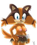 2015 badger breasts clothed clothing female fur hair looking_at_viewer mammal mustelid nipples smile solo sonic_(series) sonic_boom sticks sticks_the_jungle_badger video_games virate-chip 
