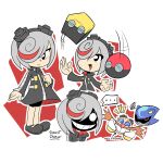  1girl 4boys :d absurdres black_dress black_pants blue-tinted_eyewear cubot dr._eggman dress glasses highres long_sleeves mary_janes metal_sonic multiple_boys orbot pants proud red_hair sage_(sonic) shoes smile sonic_(series) tinted_eyewear uncle_forest white_hair 
