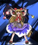  bow chain crossover henshin henshin_pose highres horns ibuki_suika immaterial_and_missing_power kamen_rider kamen_rider_amazon kamen_rider_amazon_(series) kazami_shirou_(kaizou-zumi) parody pose rider_belt touhou 