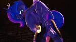 3d_(artwork) absurd_res anthro anus balls blue_body blue_eyes blue_hair blue_tail butt clothing crossgender crown cutie_mark digital_media_(artwork) equid equine friendship_is_magic ftm_crossgender genitals hair hasbro headgear hi_res horn legwear male mammal medial_ring my_little_pony mythological_creature mythological_equine mythology nude penis pink_penis presenting presenting_anus presenting_hindquarters princess_luna_(mlp) puffy_anus solo stockings tail tiara tiara_only unie winged_unicorn wings