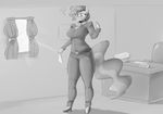  2015 ? anthro anthrofied clothed clothing curtains earth_pony equine eyewear female footwear friendship_is_magic glasses greyscale growth hair horse inside mammal mayor_mare_(mlp) monochrome my_little_pony pony sirmasterdufel solo standing 