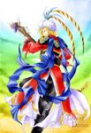  blonde_hair blue_eyes boots hat instrument johnny_shiden male_focus midnigh_aqua open_mouth solo tales_of_(series) tales_of_destiny 