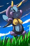  2015 arthropod blue_eyes breasts female illumise insect looking_at_viewer nintendo nipples pok&eacute;mon solo video_games virate-chip 