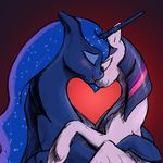  &lt;3 2013 blue_hair blush couple cuddling duo equine eyes_closed female friendship_is_magic hair hi_res horn hug mammal my_little_pony princess_luna_(mlp) purple_hair silfoe sparkles twilight_sparkle_(mlp) winged_unicorn wings 