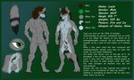  abs animal_genitalia anthro balls brown_hair canine canine_penis erection fur green_eyes grey_fur hair knot lazlo male mammal model_sheet nemadur nude penis sheath text wolf 