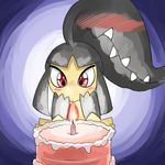  aipiepo ambiguous_gender birthday blush cake candle cute fire food mawile nintendo pok&eacute;mon red_eyes sharp_teeth solo teeth video_games 