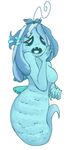  alpha_channel blue_hair blush breasts crying eyes_closed fangs female hair monster open_mouth ponehanon shyren siren solo tears undertale video_games 