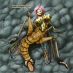 arthropod asphalt egg equestria_girls female fluttershy_(mlp) friendship_is_magic genitals grasshopper grimdark grotesque hasbro hi_res insect interference locust masturbation my_little_pony navel orthopterid oviposition ovipositor pussy smudge_proof solo taur transformation wings