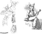  anthro caprine clothing drawfurry goat good_cheese guitar kelly_hamilton mammal mitch_calhoun muscular musical_instrument sitting sketch 