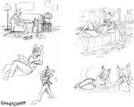  anthro bed caprine clothing drawfurry goat good_cheese inside kelly_hamilton mammal mara_kilpatrick marsupial mitch_calhoun sketch sofa wallaby 