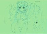  bad_id bad_pixiv_id breasts green green_background hairband izuru_(timbermetal) large_breasts legs long_hair mecha mecha_musume monochrome original sketch traditional_media very_long_hair 