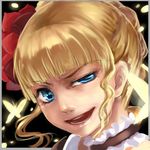  beatrice blonde_hair blue_eyes bug butterfly flower frills insect lowres necktie rose smile solo tianna troll_face umineko_no_naku_koro_ni 