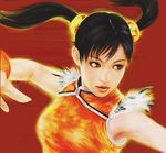  china_dress chinese_clothes dress fm77_(artist) ling_xiaoyu orange_shirt shirt solo tekken twintails 