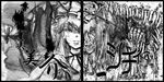  dual_persona epic evil_eyes evil_smile gap greyscale hornchameleon horror_(theme) monochrome multiple_girls old smile teeth touhou translation_request wrinkled_skin yakumo_yukari 