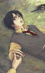  1boy glasses lying male male_focus solo watanuki_kimihiro xxxholic 